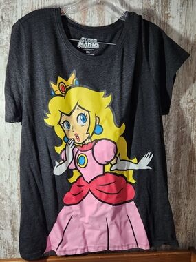 Nintendo Princess Peach Tee Super Mario Bros. - Black, Pink & Yellow Like New